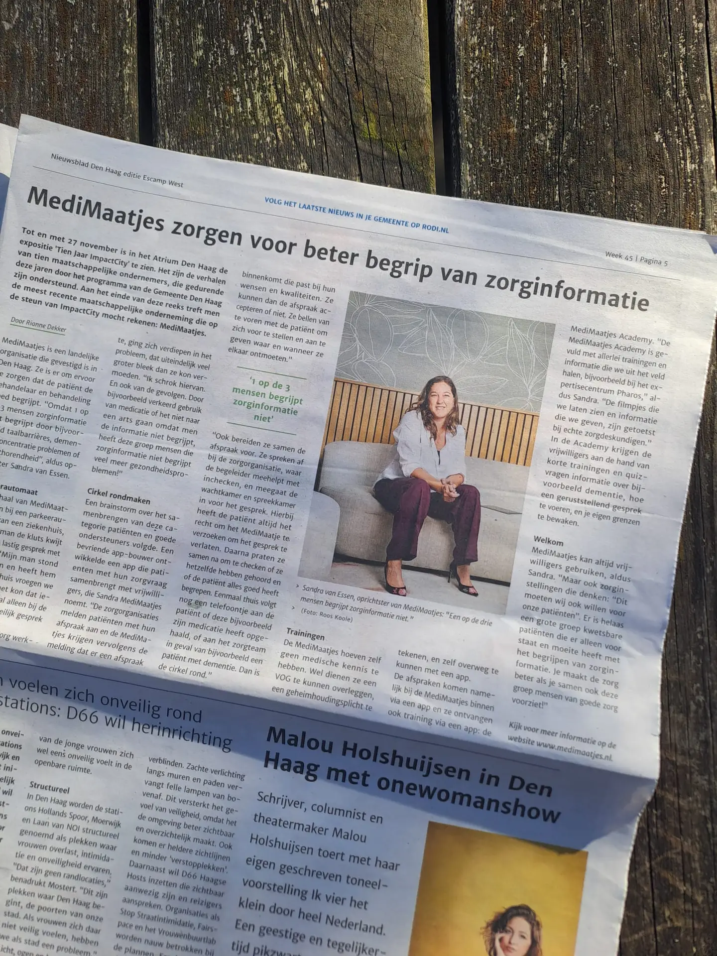 Krantenartikel van MediMaatjes in lokale Haagse kranten.